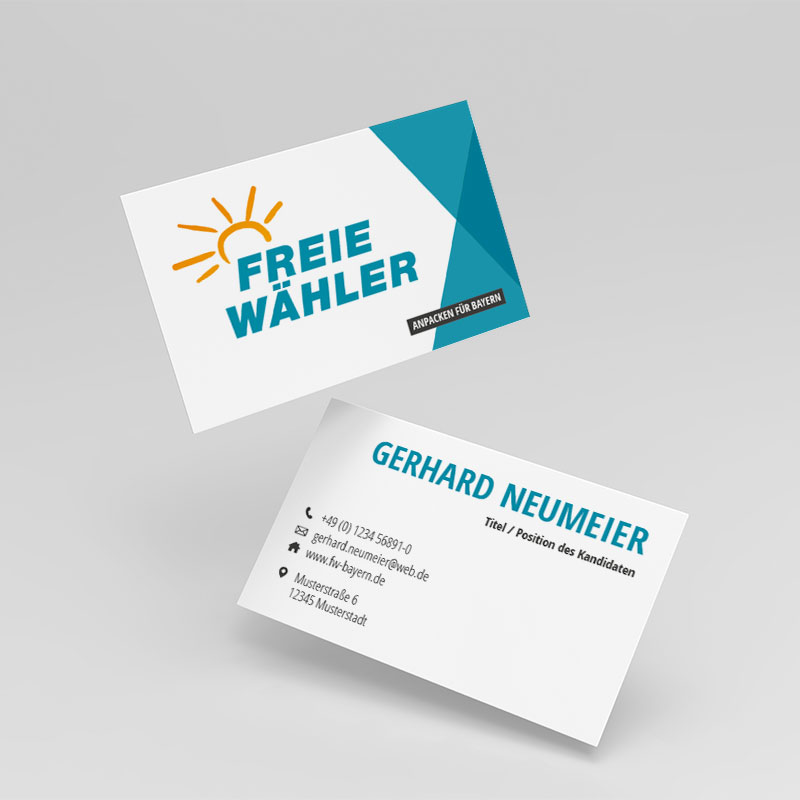 individuelle Visitenkarten Trenker aus der Kampagnenbroschüre Qualität 300 gr/qm 